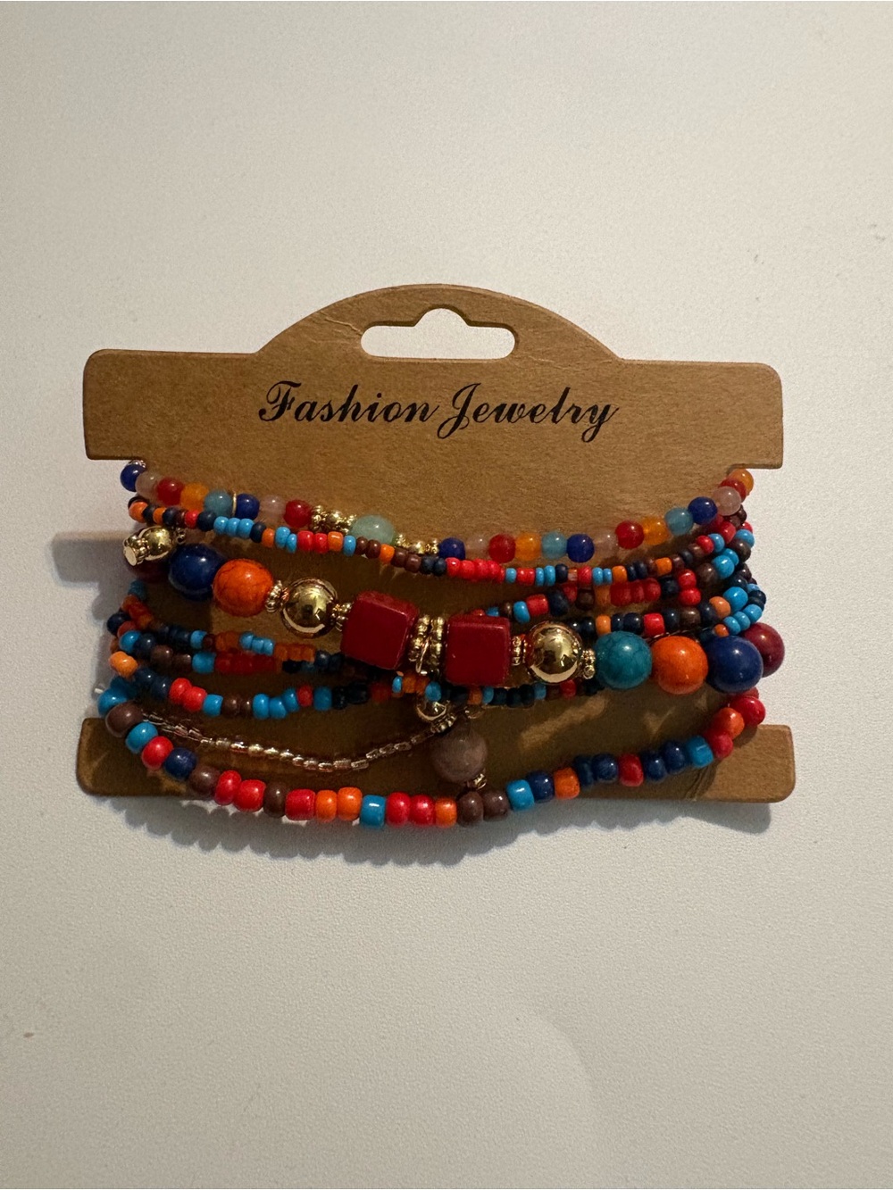 Fashion Jewelry Colorful Beaded Wrap Bracelet - Red, Blue & Orange
